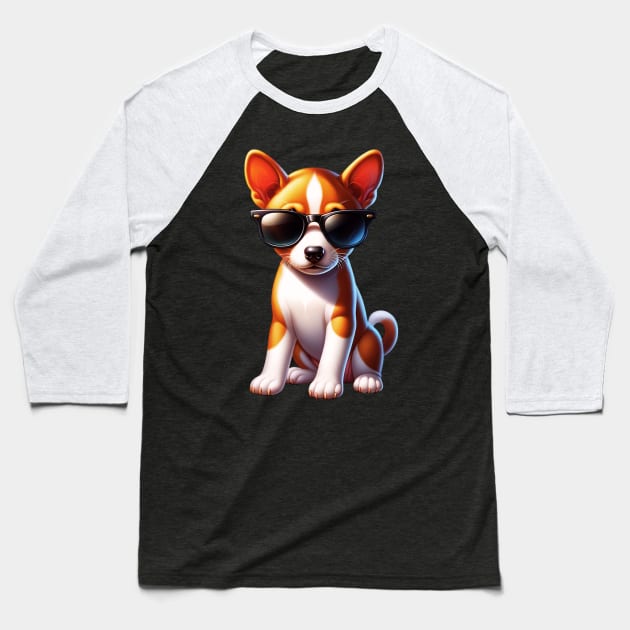 Cute Basenji Puppy Baseball T-Shirt by The Jumping Cart